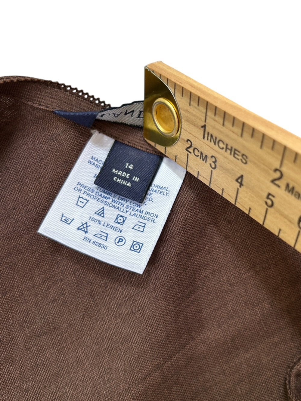 Lands’ End 100% Linen Brown Midi Skirt A-Line Fall Skirt Lagenlook Size 14 - Picture 8 of 9